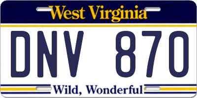 WV license plate DNV870