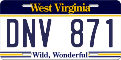 WV license plate DNV871