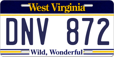 WV license plate DNV872