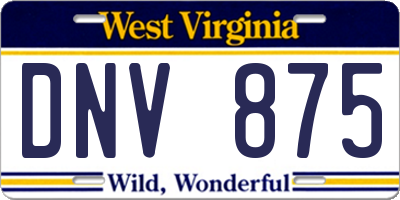 WV license plate DNV875