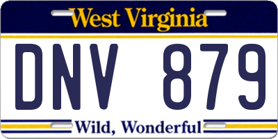 WV license plate DNV879