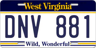 WV license plate DNV881