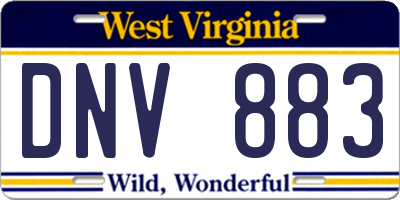 WV license plate DNV883