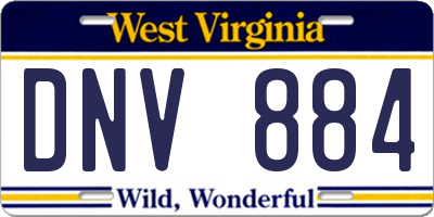WV license plate DNV884