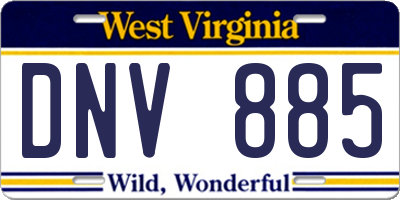 WV license plate DNV885