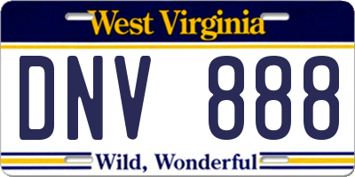WV license plate DNV888