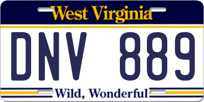WV license plate DNV889