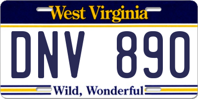 WV license plate DNV890