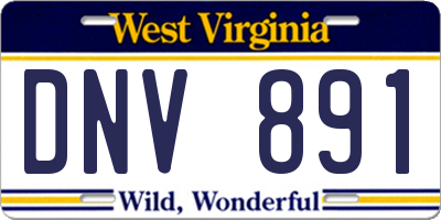 WV license plate DNV891