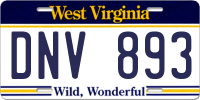 WV license plate DNV893