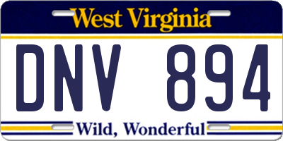 WV license plate DNV894