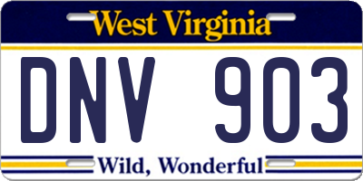 WV license plate DNV903