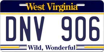 WV license plate DNV906