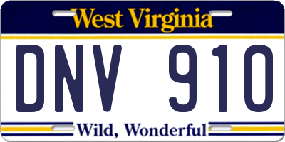 WV license plate DNV910