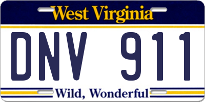 WV license plate DNV911