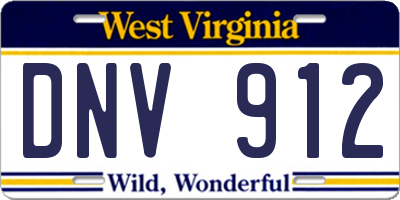 WV license plate DNV912