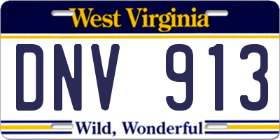 WV license plate DNV913