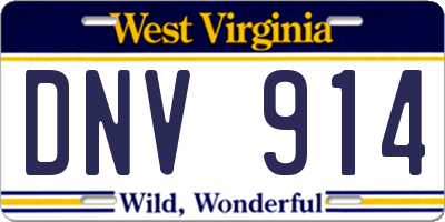 WV license plate DNV914