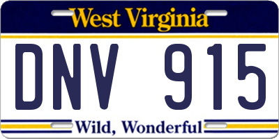 WV license plate DNV915