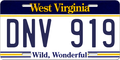 WV license plate DNV919