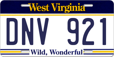 WV license plate DNV921