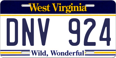 WV license plate DNV924