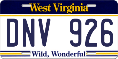 WV license plate DNV926