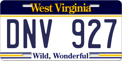 WV license plate DNV927