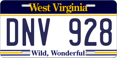 WV license plate DNV928