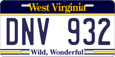 WV license plate DNV932