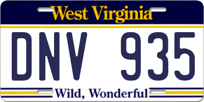 WV license plate DNV935
