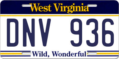 WV license plate DNV936