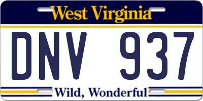 WV license plate DNV937