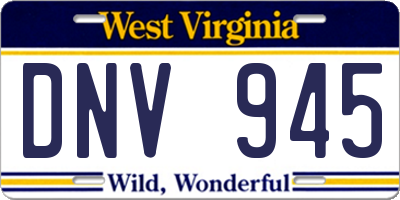 WV license plate DNV945