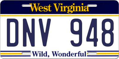 WV license plate DNV948