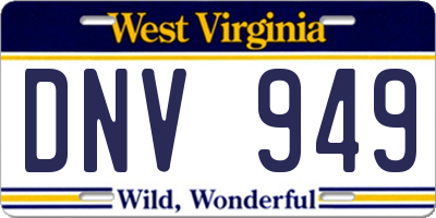 WV license plate DNV949