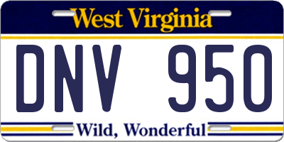 WV license plate DNV950