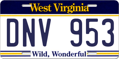 WV license plate DNV953