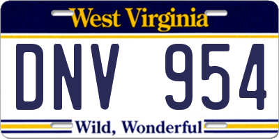 WV license plate DNV954