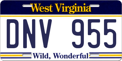 WV license plate DNV955