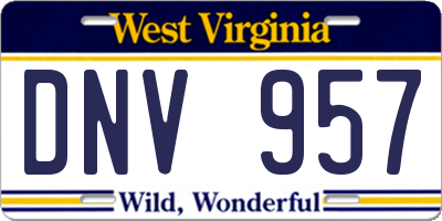 WV license plate DNV957