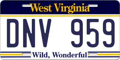 WV license plate DNV959