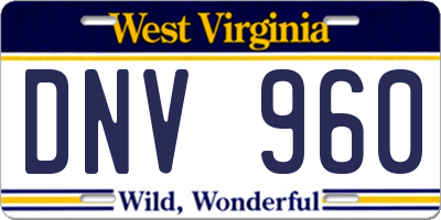WV license plate DNV960