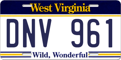 WV license plate DNV961