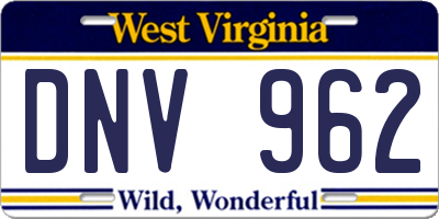 WV license plate DNV962