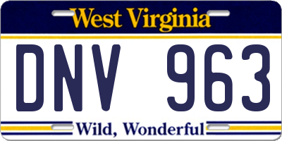 WV license plate DNV963