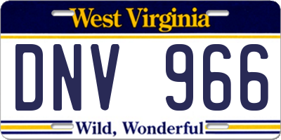WV license plate DNV966
