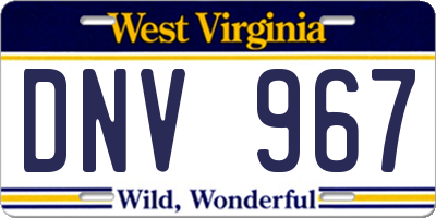WV license plate DNV967