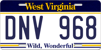 WV license plate DNV968