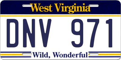 WV license plate DNV971